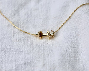 Solid Gold Puakenikeni Floating Charm on GOLD FILLED Chain