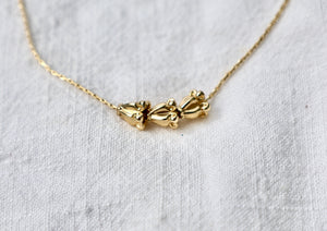 Solid Gold Crown Flower Floating Charm on GOLD FILLED Chain