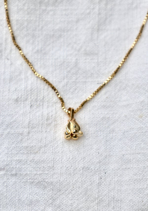 Solid Gold Crown Flower Pendant on GOLD FILLED Chain