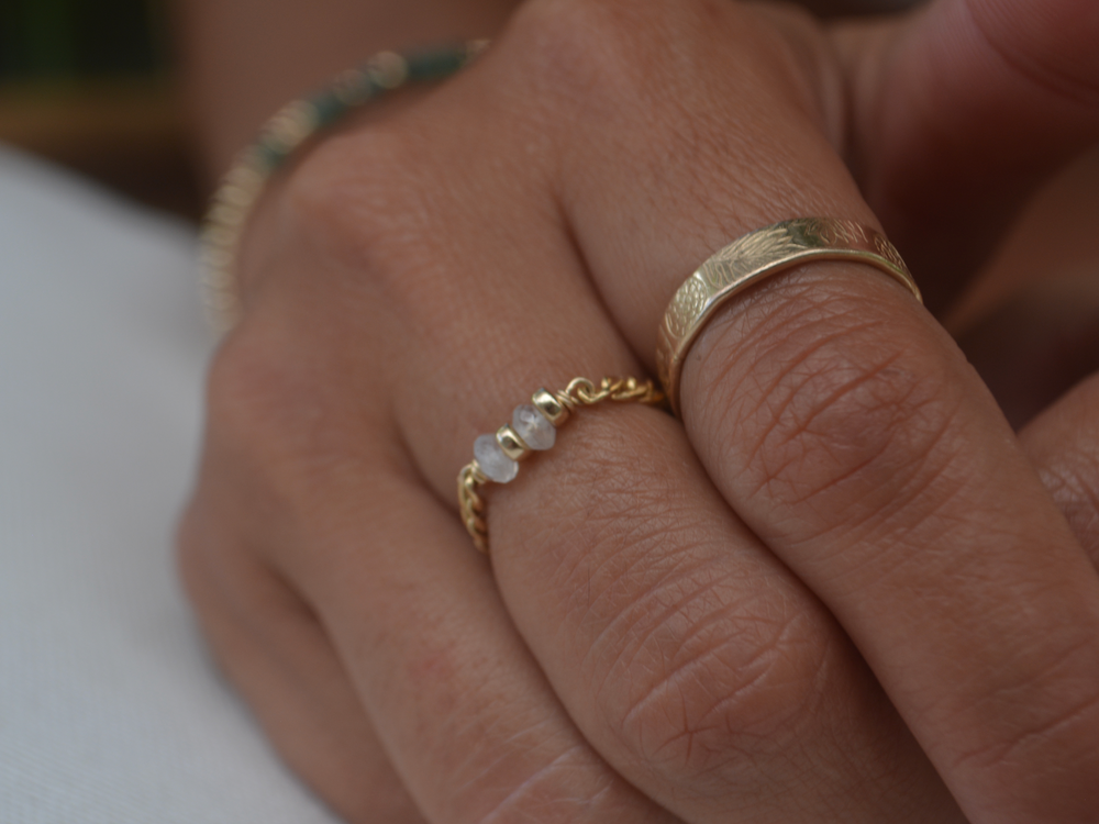 
            
                Load image into Gallery viewer, Morse Code Birthstone Letter Ring
            
        