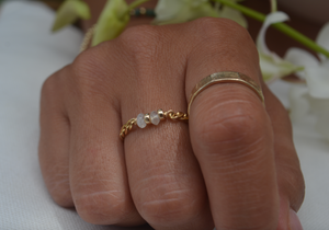 
            
                Load image into Gallery viewer, Morse Code Birthstone Letter Ring
            
        