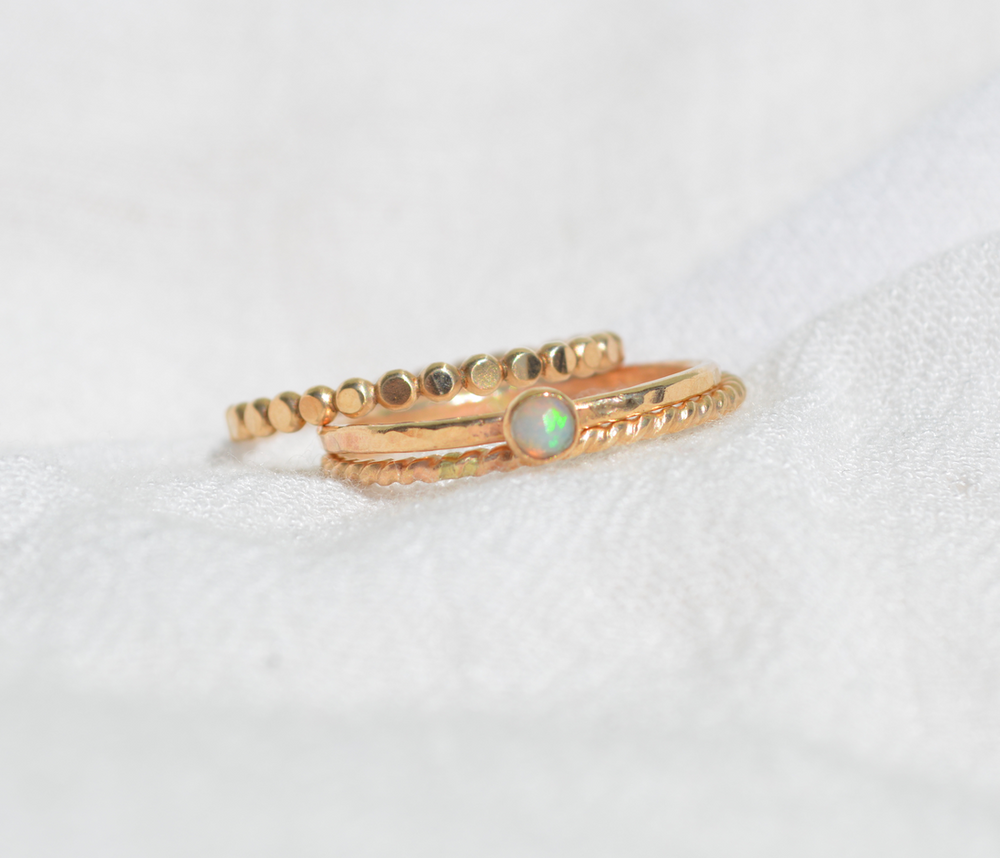 Petite Opal Ring Stack
