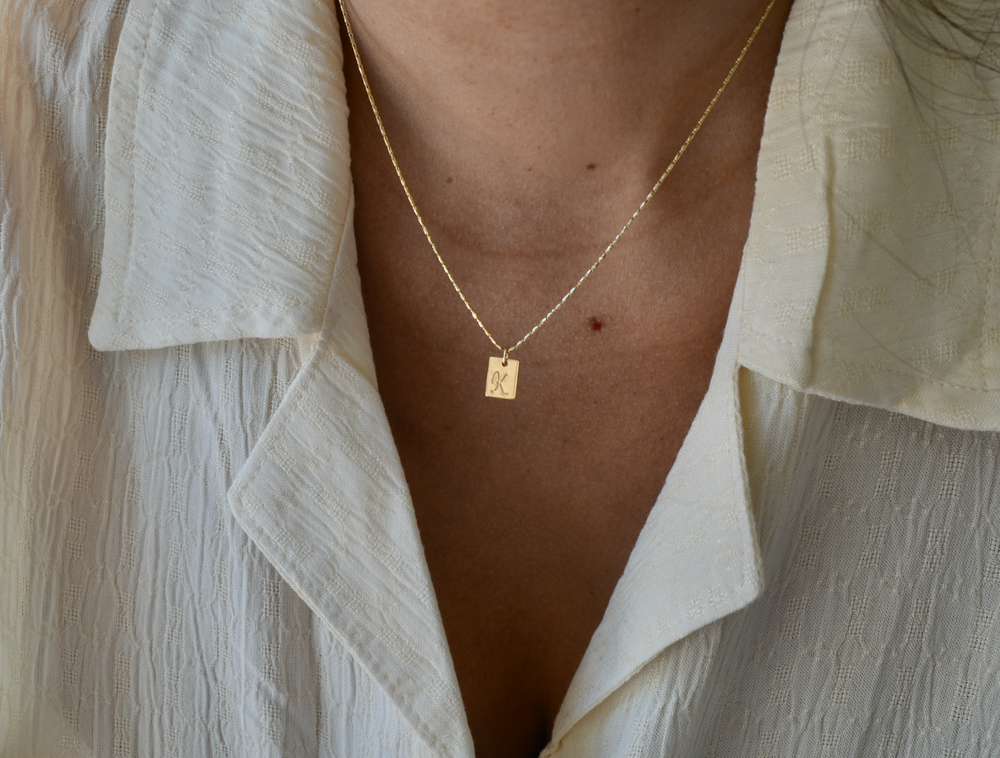 Square Initial Pendant Necklace – Flora and Pearl Co.