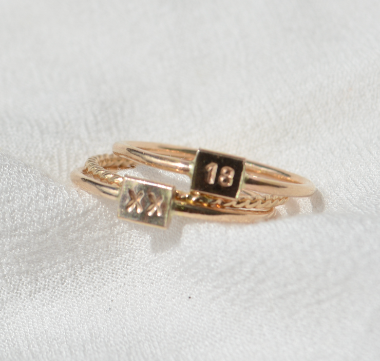 Mini Stamped Square Ring