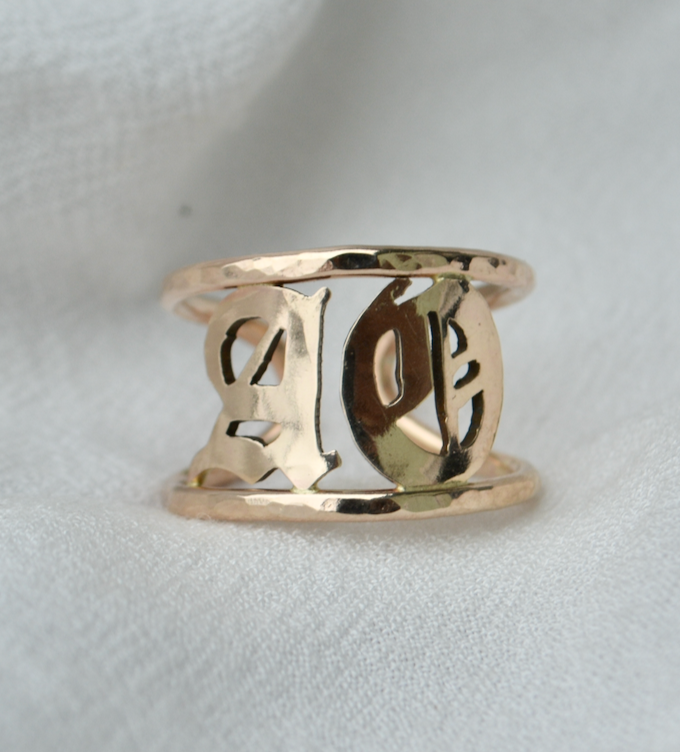 Old English Initial Cuff Ring