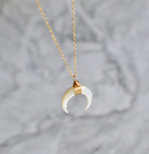 
            
                Load image into Gallery viewer, Mother of Pearl Crescent Necklace
            
        