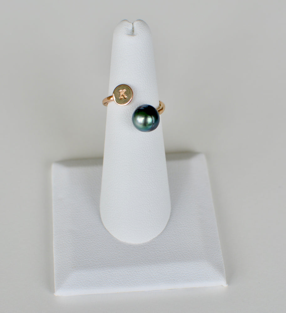
            
                Load image into Gallery viewer, Tahitian Initial Cuff Ring
            
        