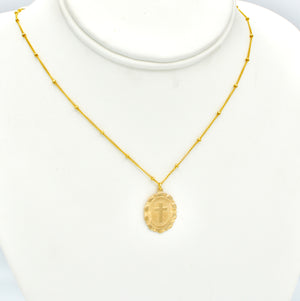 Scalloped Cross Medallion Necklace